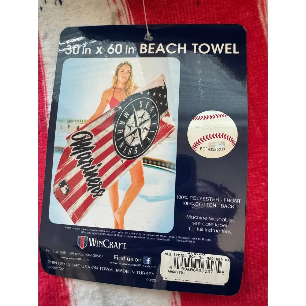 New ~WinCraft Seattle Mariners 30'' x 60'' Patriotic Spectra Beach Towel